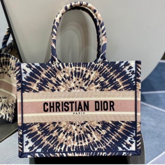 Dior Book Tote Canvas Embroidered Tie Dye Multicolor Women’s Tote Bag - Picture 1 of 5